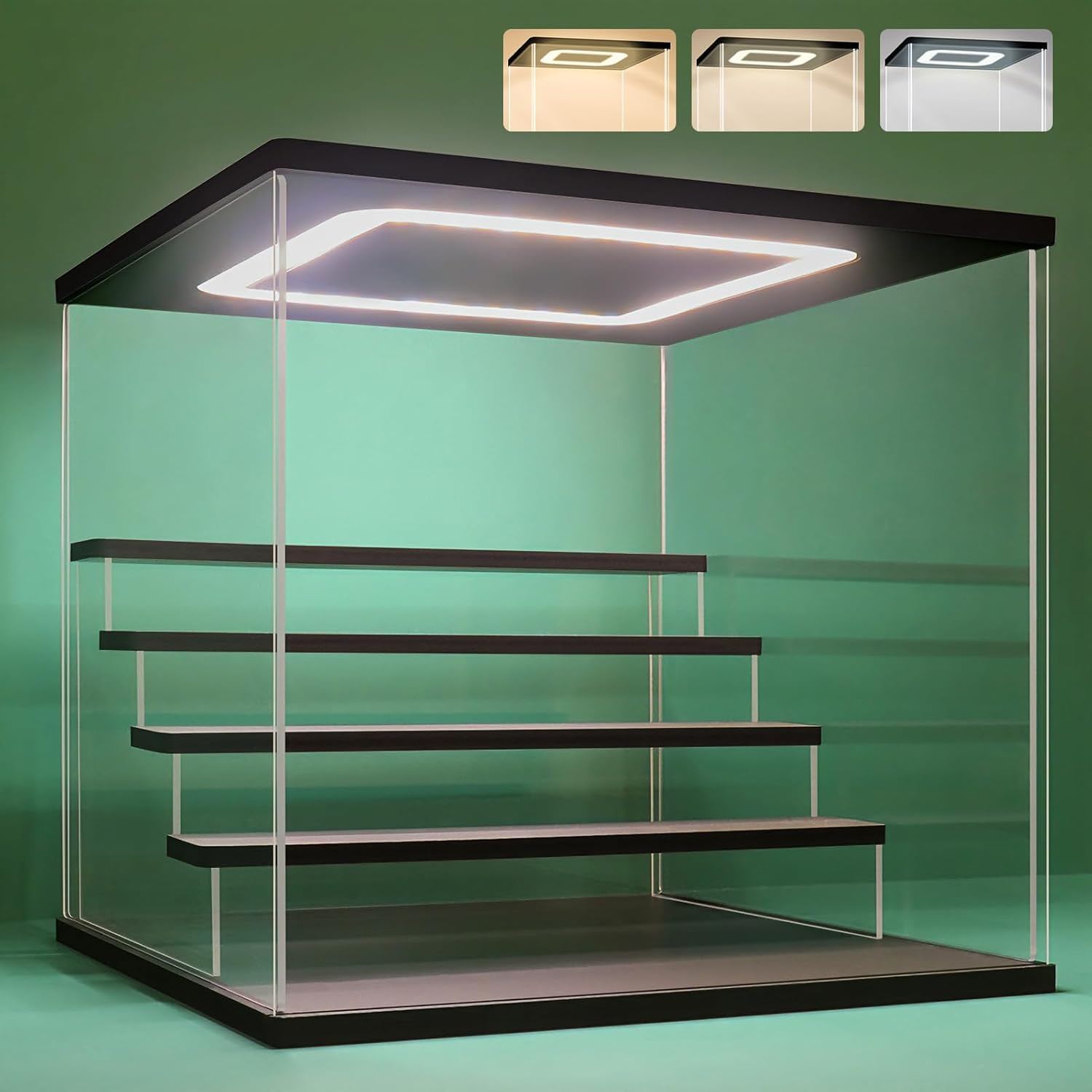 Clear Acrylic Display Case Stand with LED Light 2/3/4/5/6 Tier Storage Box Showc