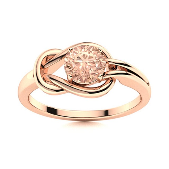 5MM Round Pink Morganite Infinity Love Knot Ring 925 Sterling Silver Rose Plated