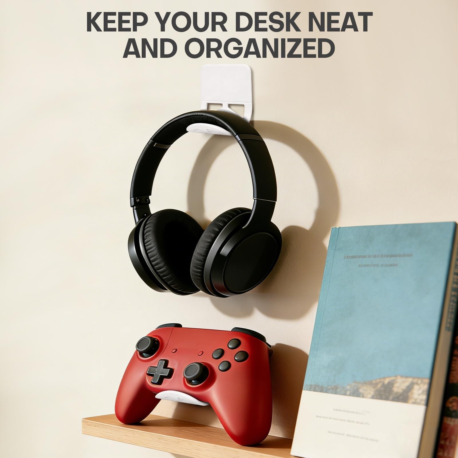 Wall Mount Headphone Stand, 2-in-1 Bendable Silicone Controller Holder, Adhes...