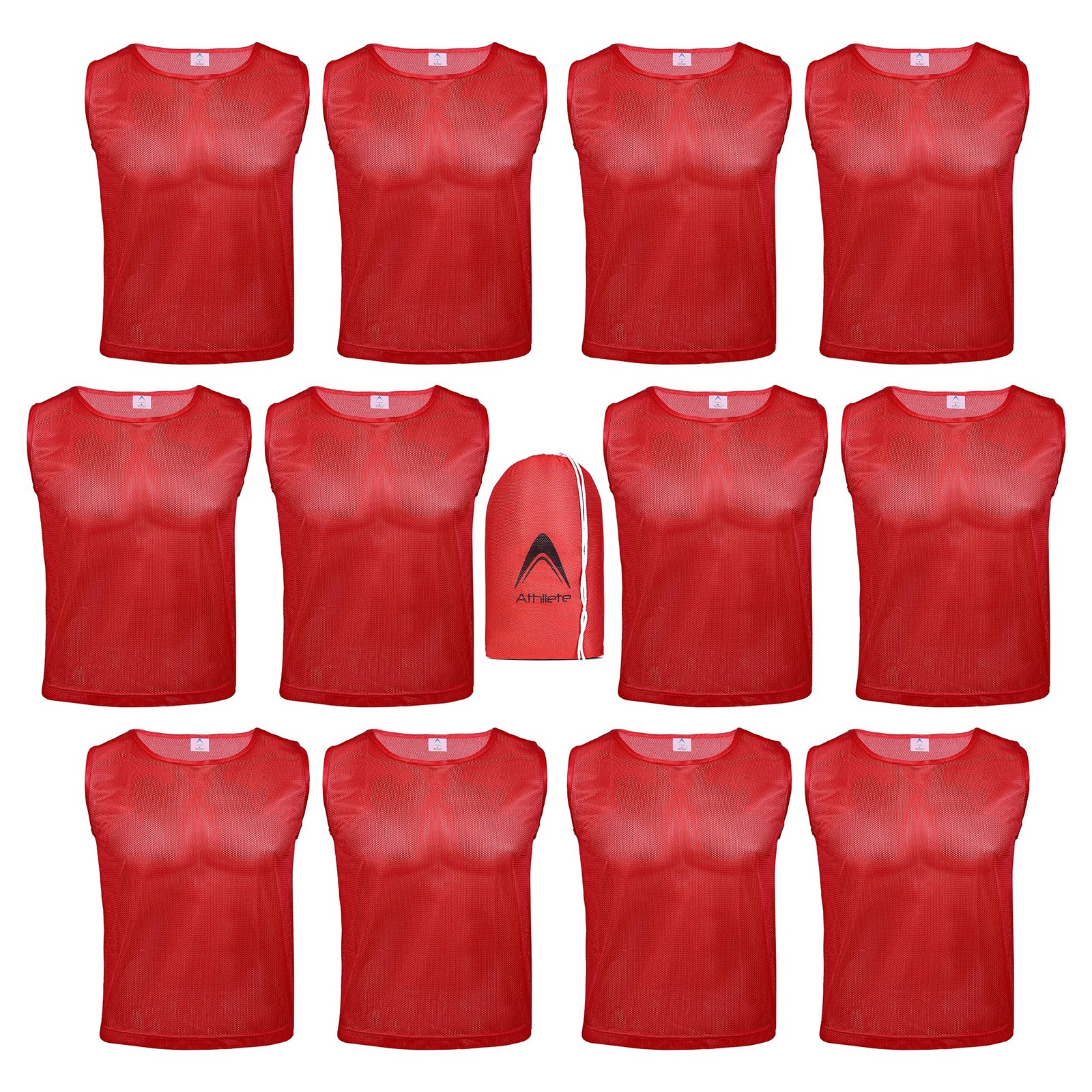 12 pcs Duramesh Pinnies/Scrimmage Vest - Kids Youth and Adult Pinnies, Number...