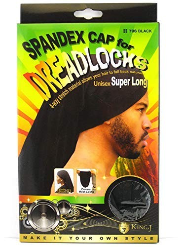 .J Super Long Unisex Spandex Cap for Dreadlocks (Black)