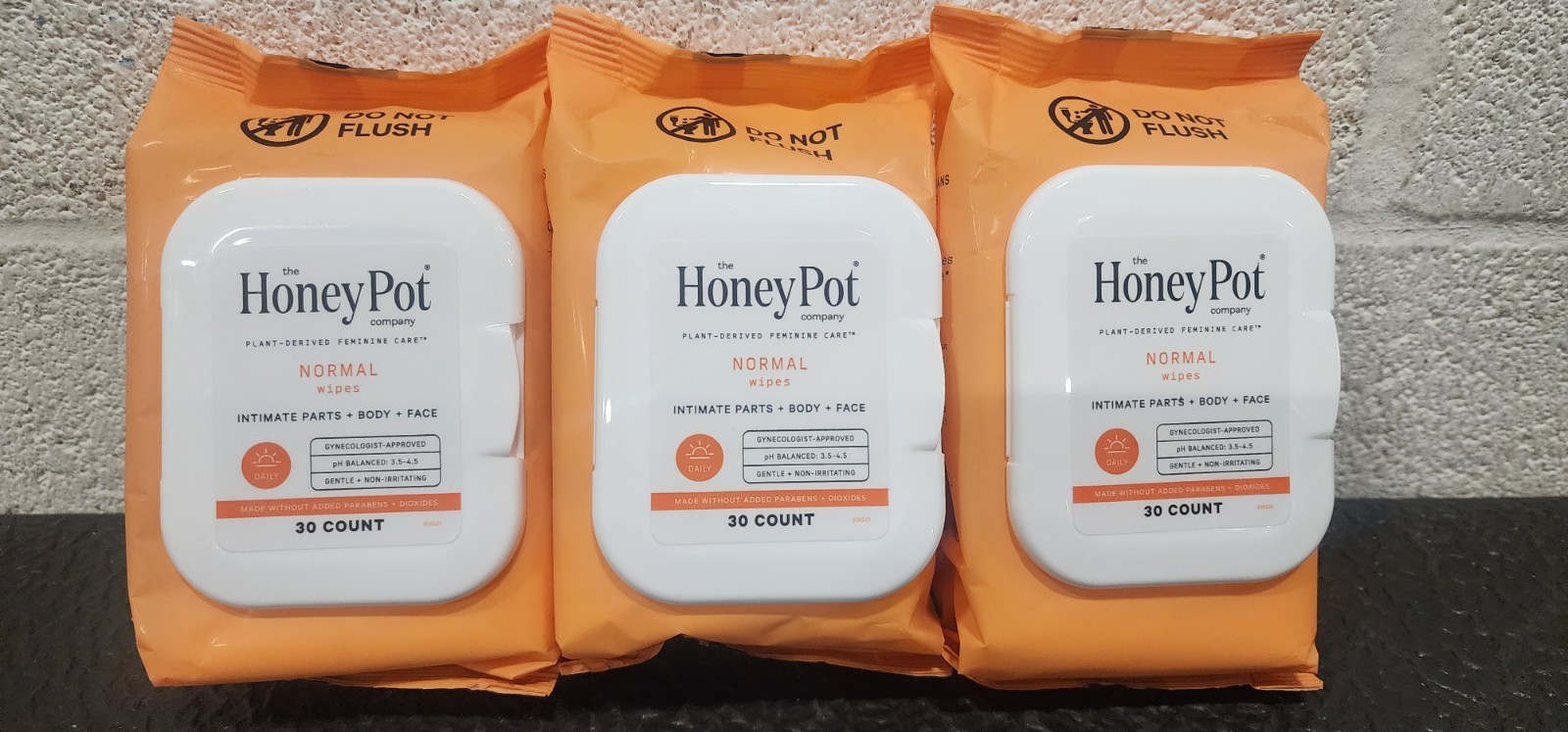 3 Pack: The Honey Pot Company Normal Wipes Fragrance Free, 30Ct Ea.