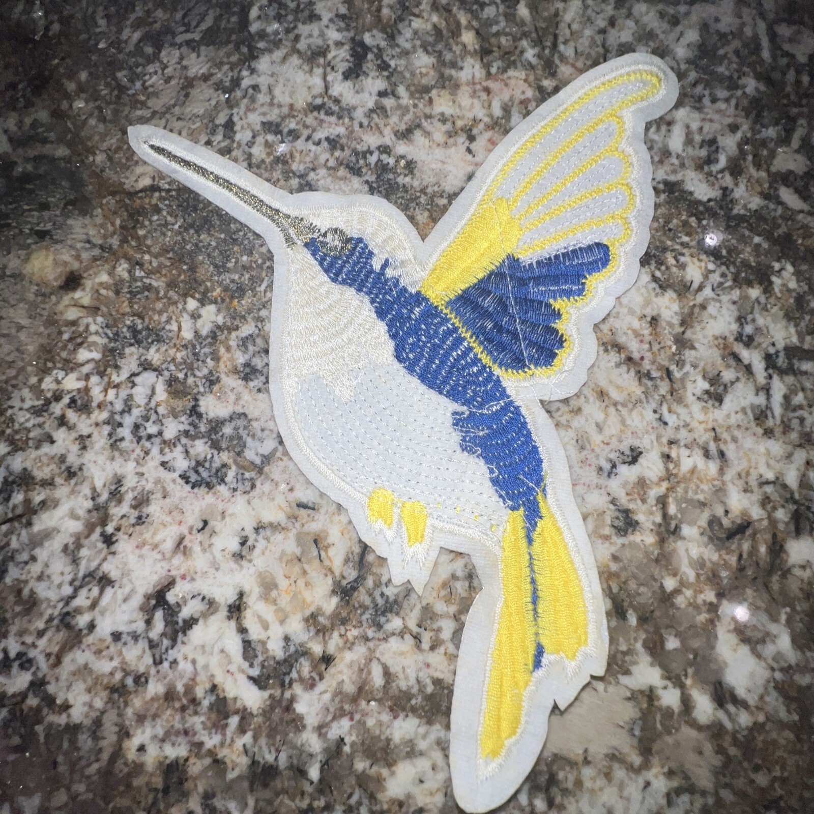 Sequin and Embroidery Patch: Winged Hummingbird Sequin 7.5 X 6.5”