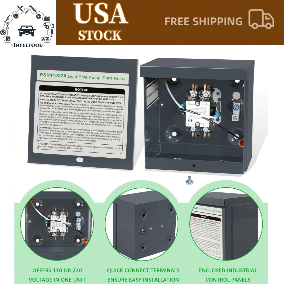 Universal PSR Pump Start 40AMP Relay 110 or 220V Replace for Rainbird PSR110220