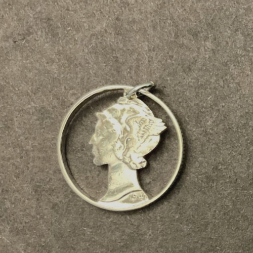 Mercury Dime Cut Out with Rim Silver CHARM