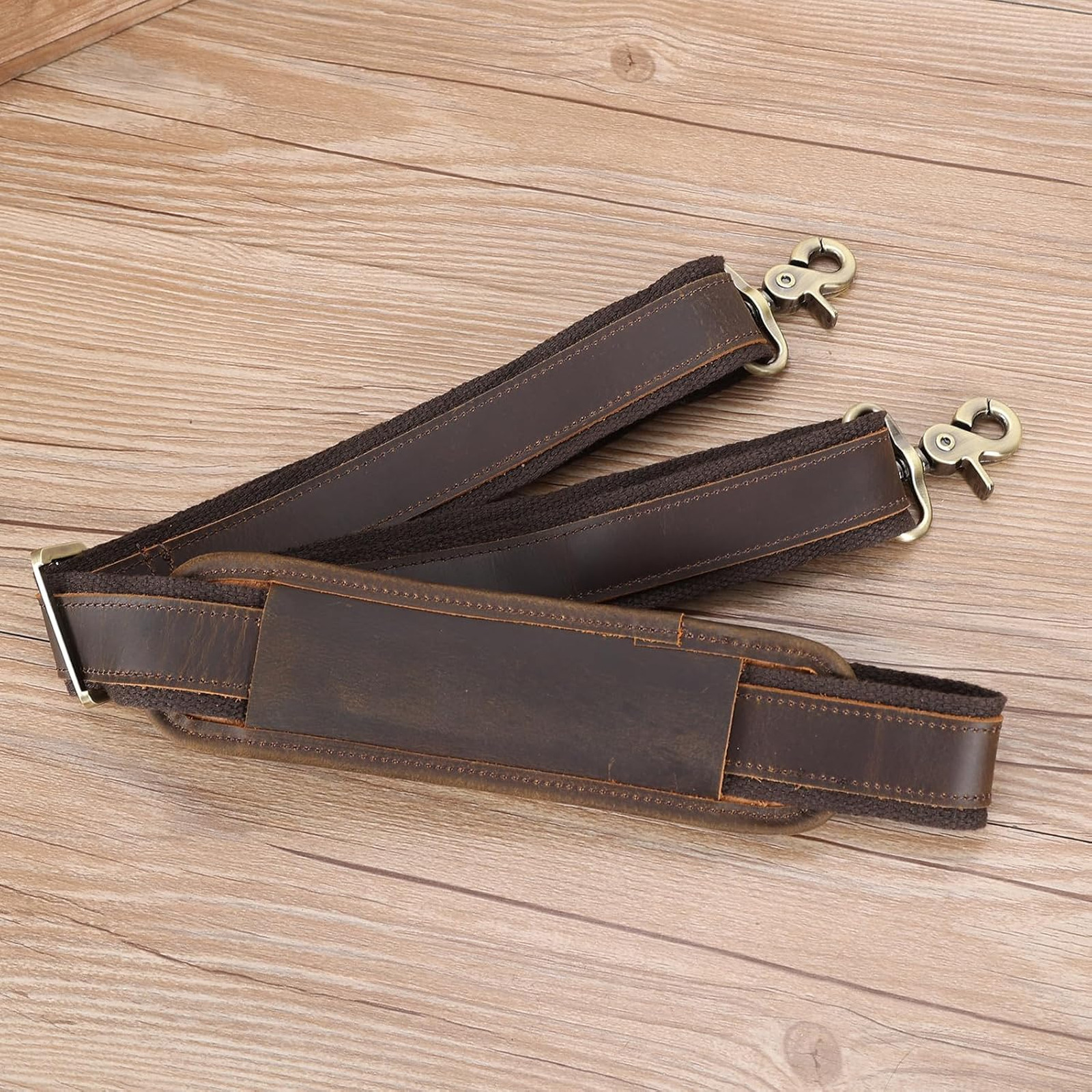 Full Grain Leather Shoulder Strap Adjustable Replacement Bag Strap with Metal