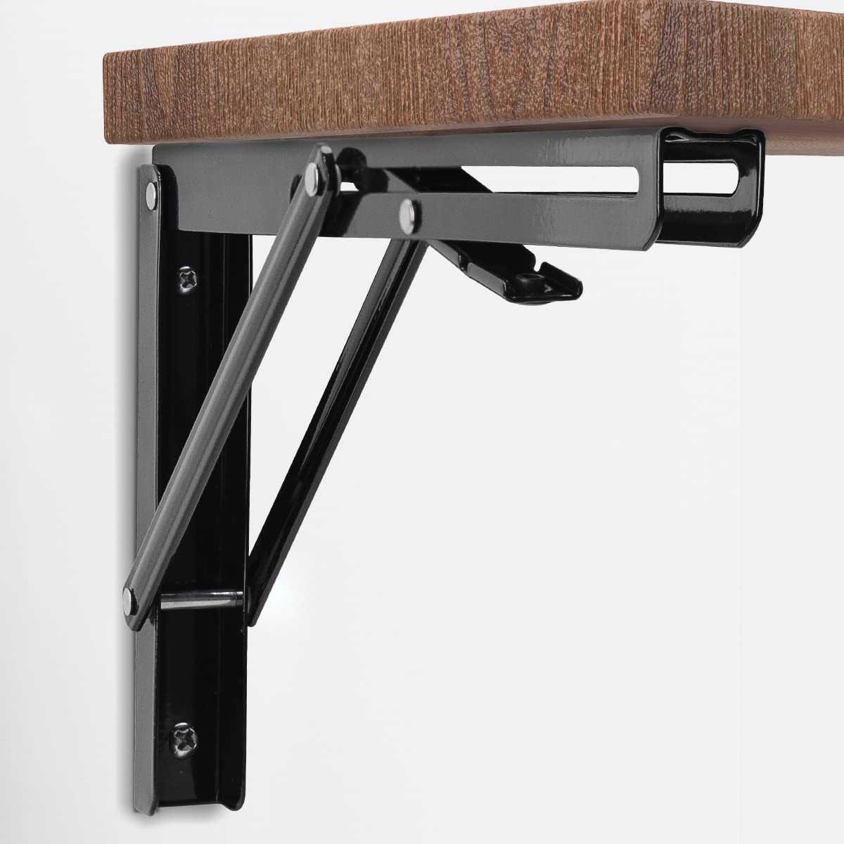 2 Pack 16 Inch Black Heavy Duty Collapsible Shelf Bracket L Bracket Hinge