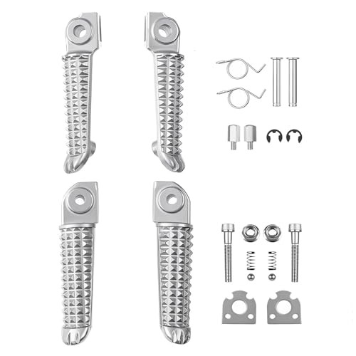 Front & Rear Motorcycle Foot Pegs for Yamaha YZF R1 1998-2019, YZF Silver#F+R