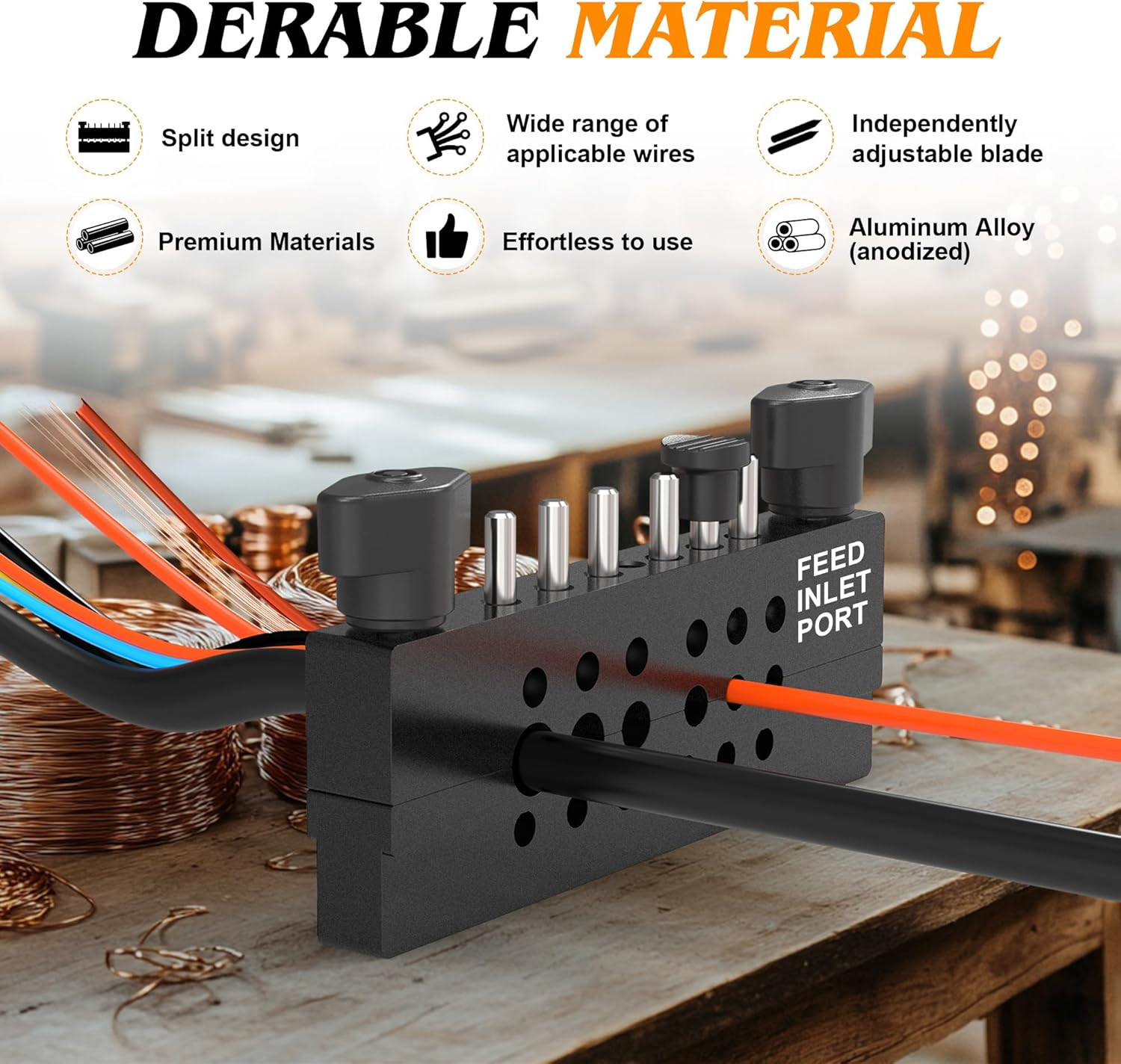 Split-Type Scrap Copper Wire Stripper Machine Kit with 6 Tungsten Carbide Tri-Bl
