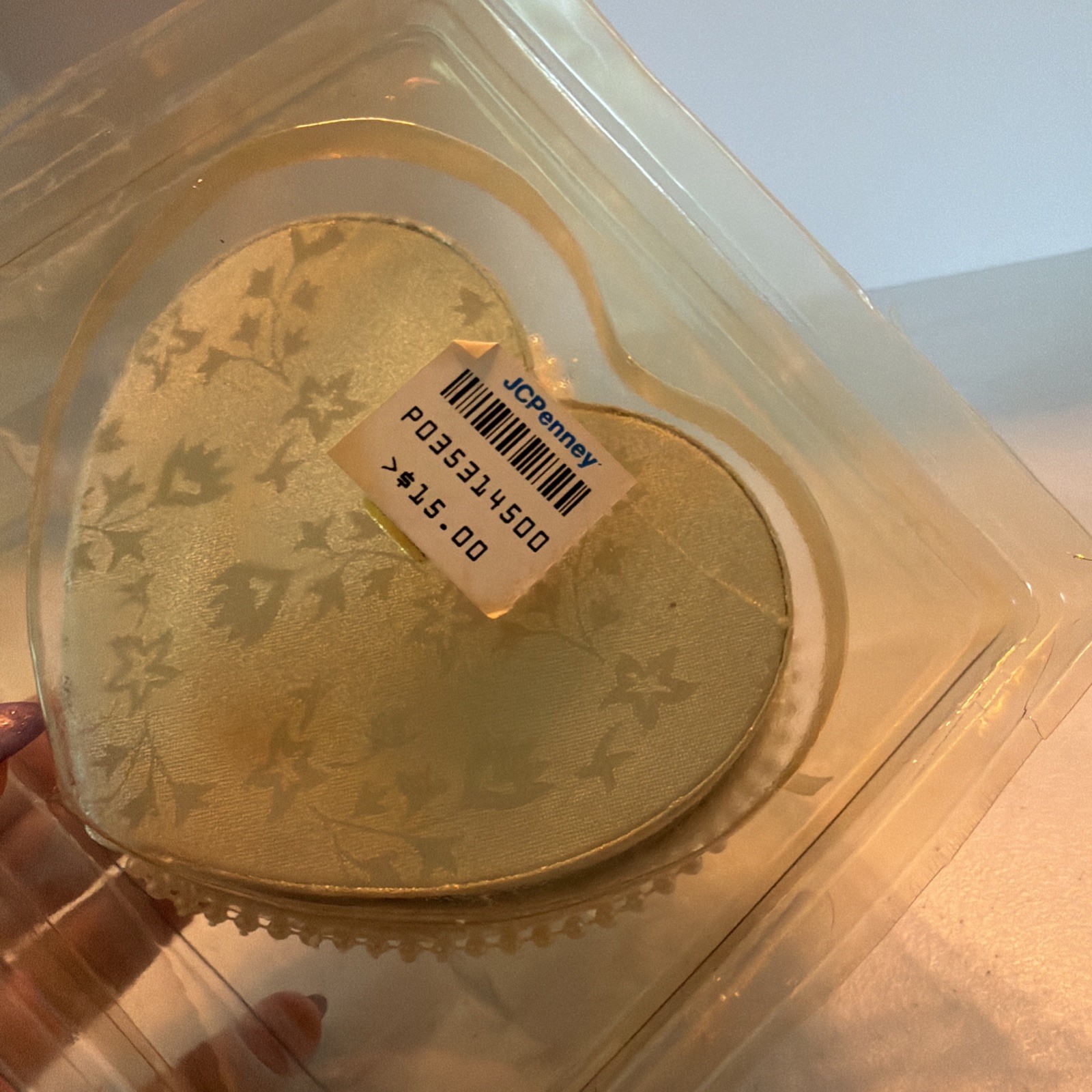 St John Fabric Heart Trinket Box Padded Floral