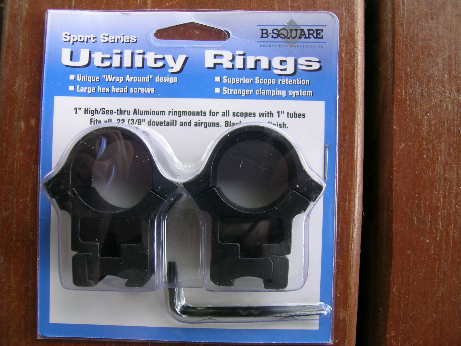 B-Square 1"  See Thru Matte Black 22/Airgun 3/8" Tip-Off Scope Rings Set #27056