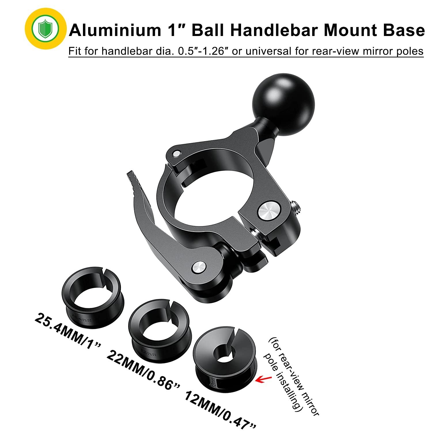 1" Ball Adapter for Handlebars, Aluminium 1 inch Handlebar Ball Base Work wit...