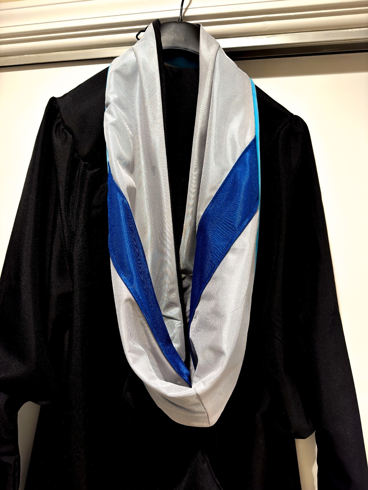 Blue, Silver and Turquoise Graduation Hood