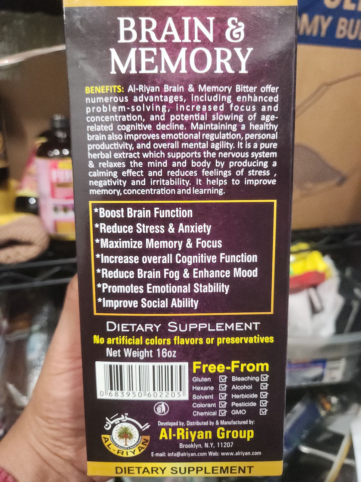 Al-Riyan Organic Brain & Memory Alertness Bitter Improve & Increase Memory