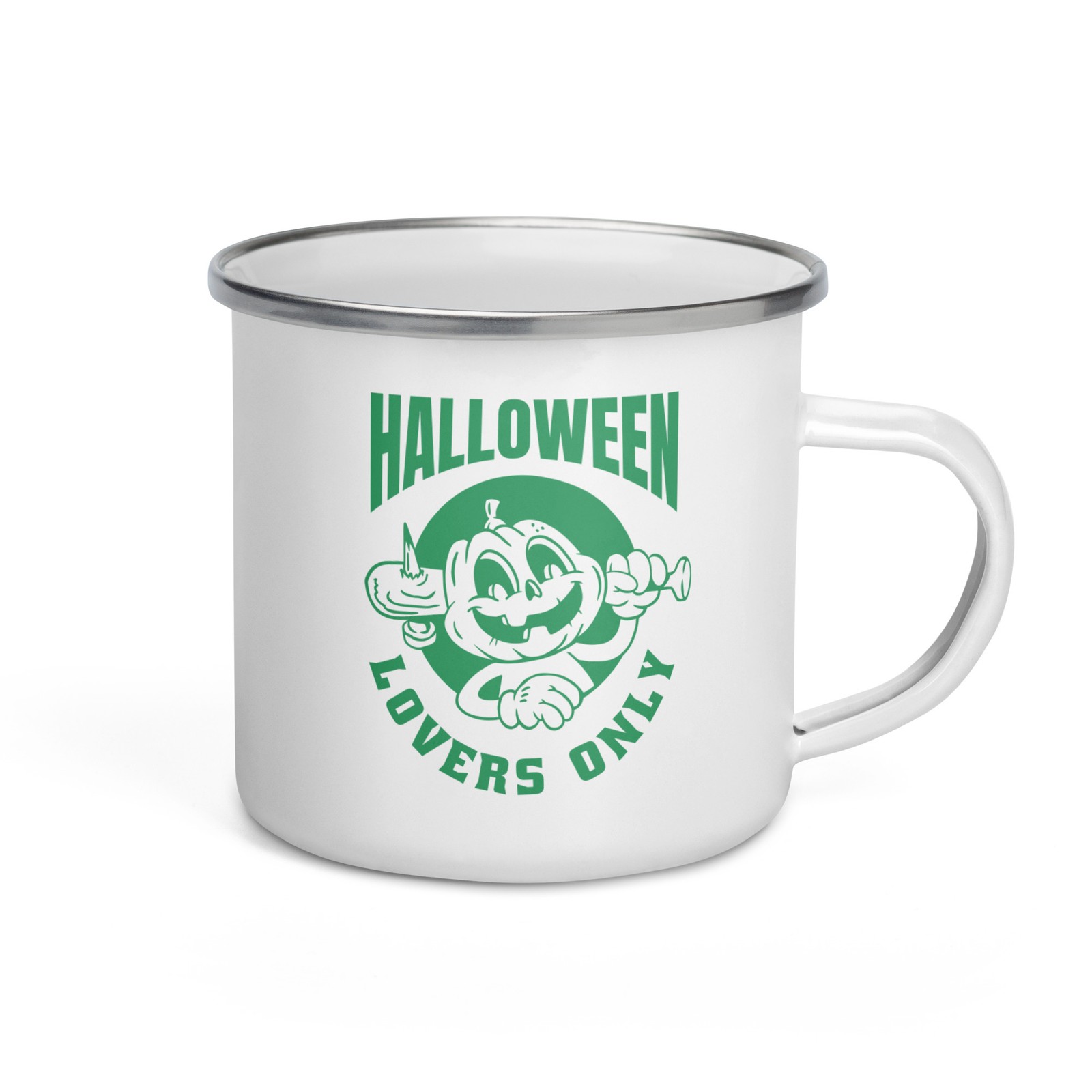 Halloween Lovers Only, Jack O'Lantern, Enamel Mug 12 oz