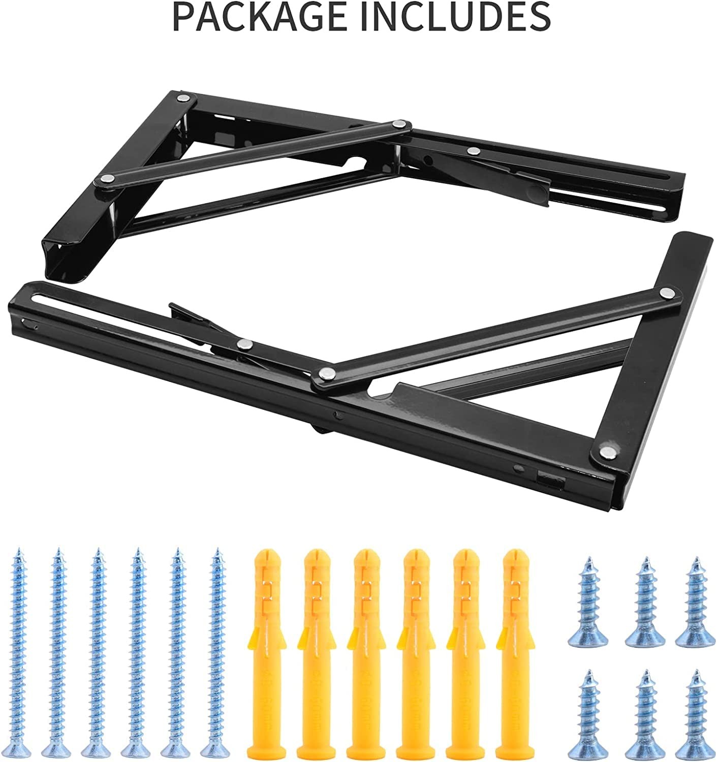 2 Pack 16 Inch Black Heavy Duty Collapsible Shelf Bracket L Bracket Hinge