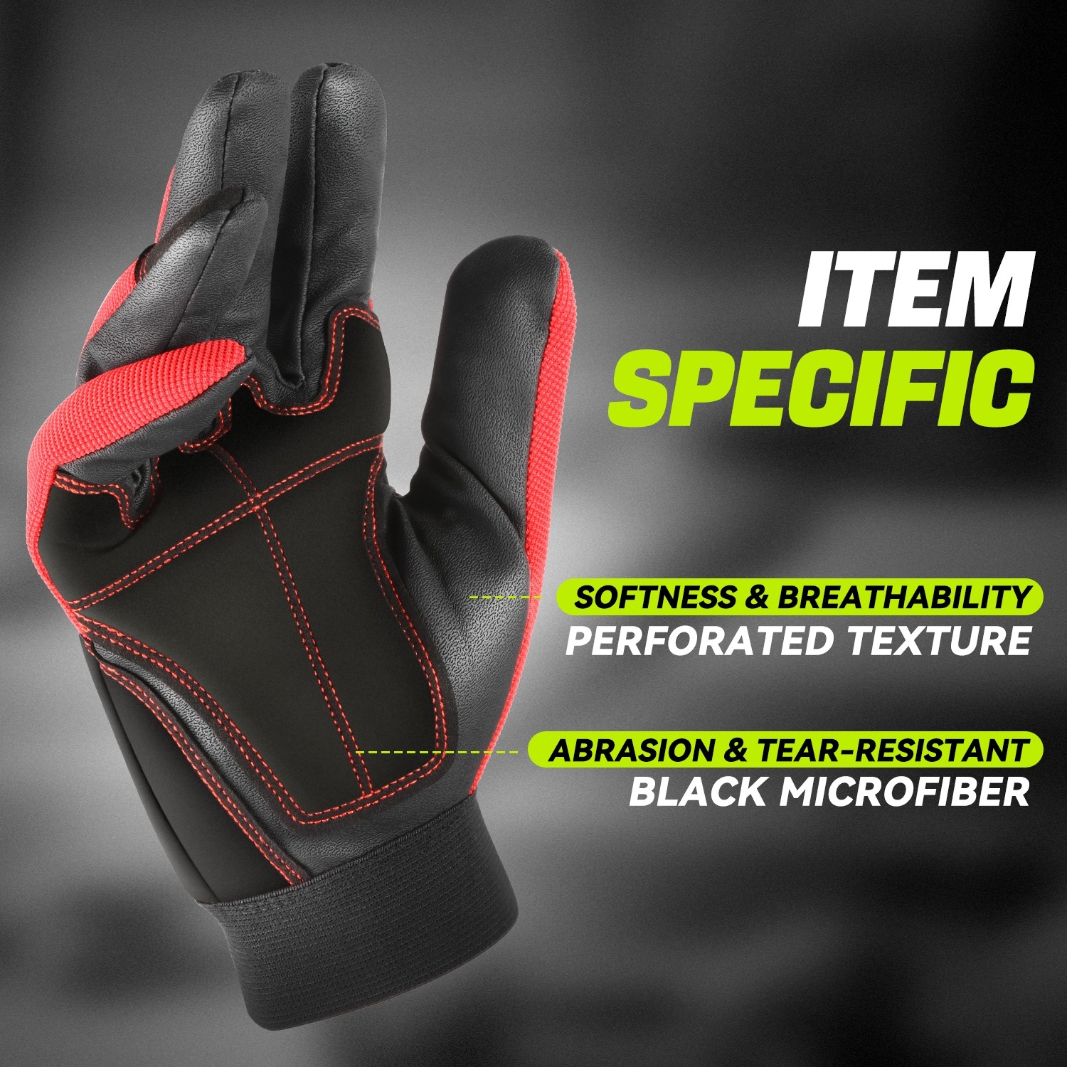 4 Pair Red/Black Breathable Multi-Purpose Utility Mechanic Protective Work Glove