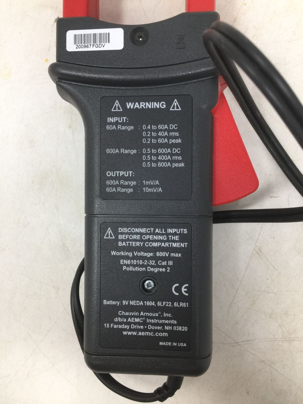 AEMC Instruments AC/DC Current Probe Model MR411