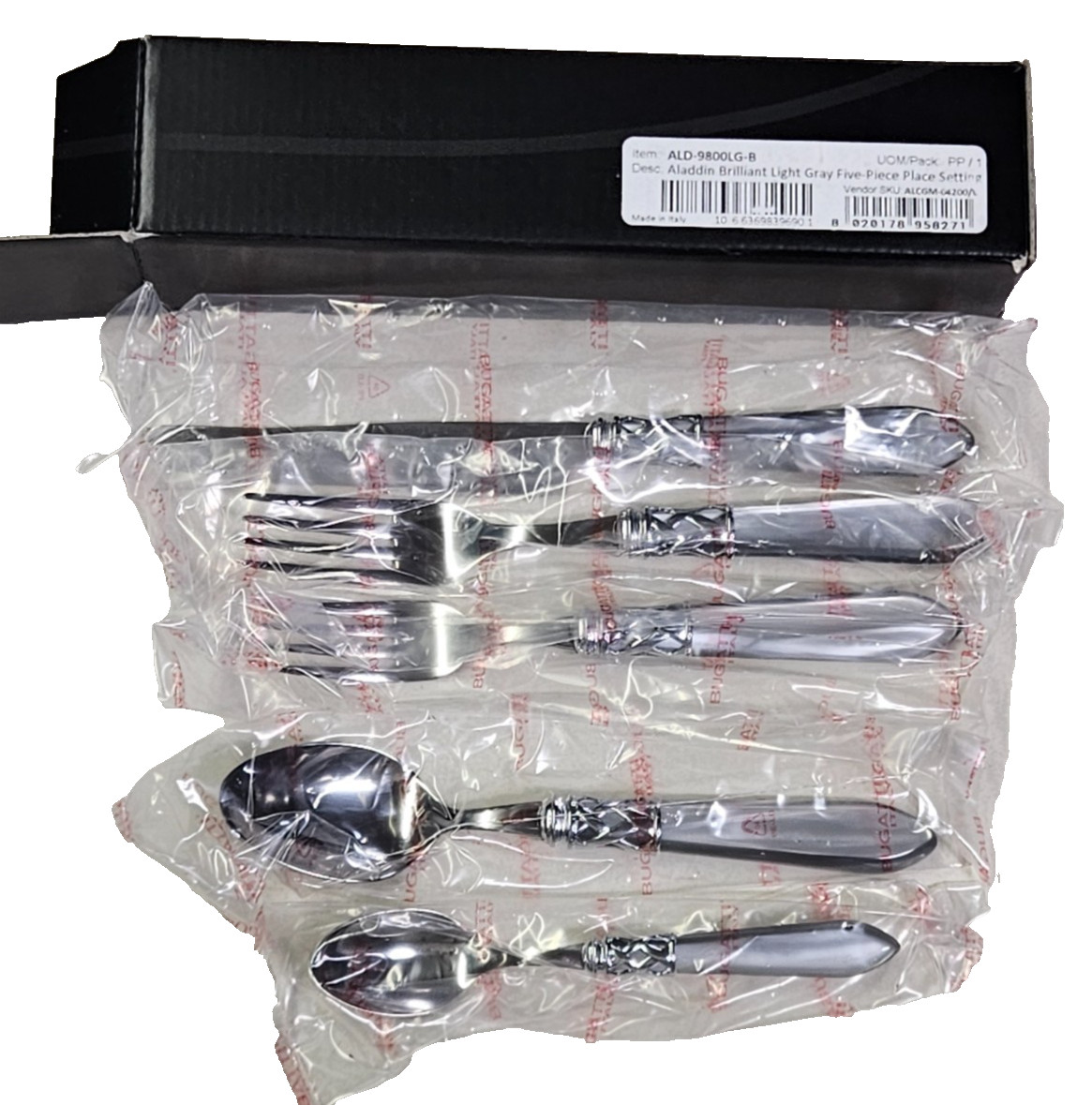 Vietri Aladdin Brilliant Clear Flatware 18/10 Stainless 5 Pc Place Setting New
