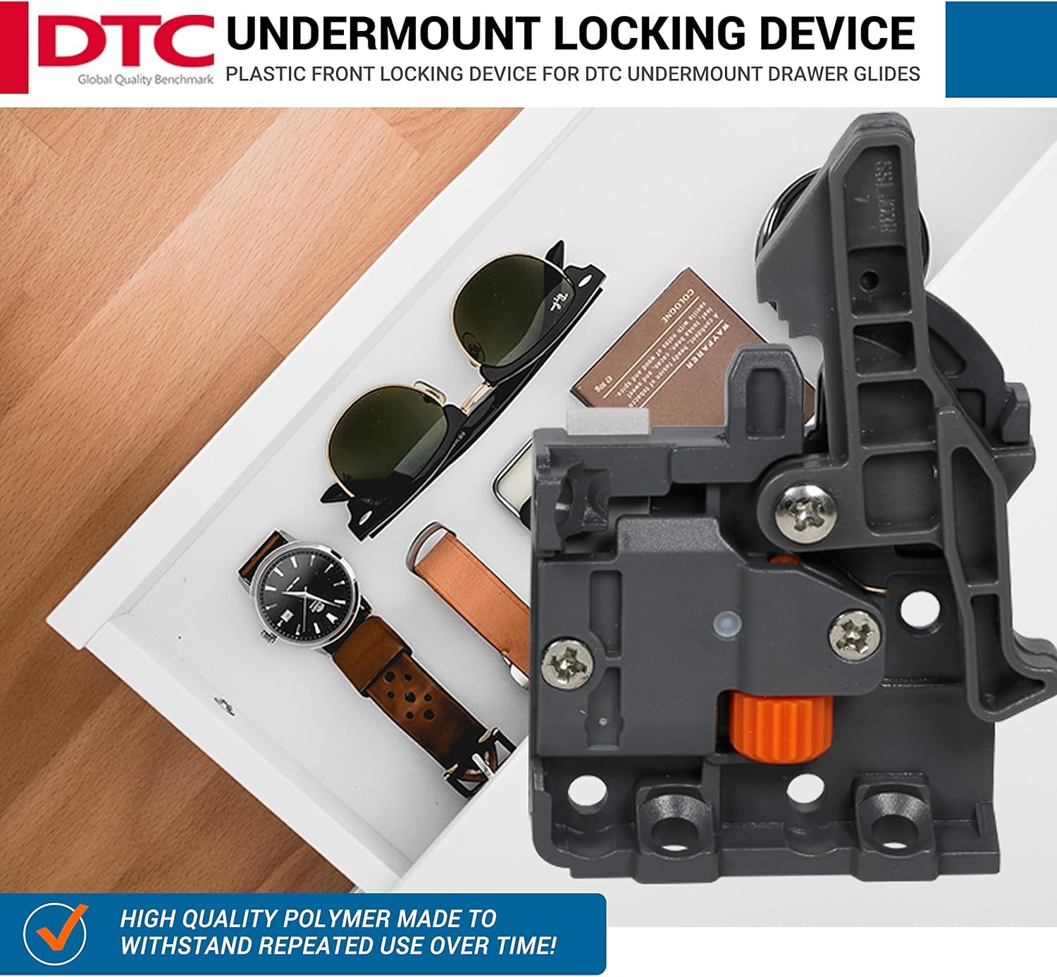 6 Pairs of DTC Undermount Drawer Left & Right Locking Device Set, Gray