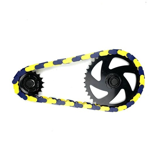 INSANE CHAIN CAPS BMX CHAIN *NEW* 1/2"X1/8" STREET WHEELIE BLUE/YELLOW