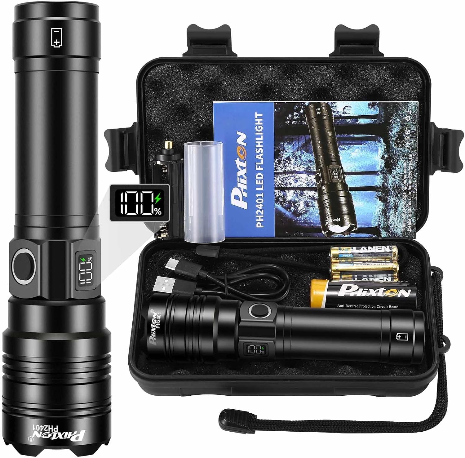 PHIXTON Rechargeable Flashlights 2000 High Lumens Long Range 3280 FT, Super Brig
