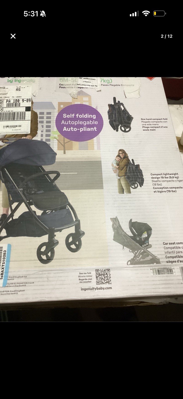 Ingenuity Ingenuity 3Dquickclose CS+ Compact Fold Stroller – Lightweight Stro...