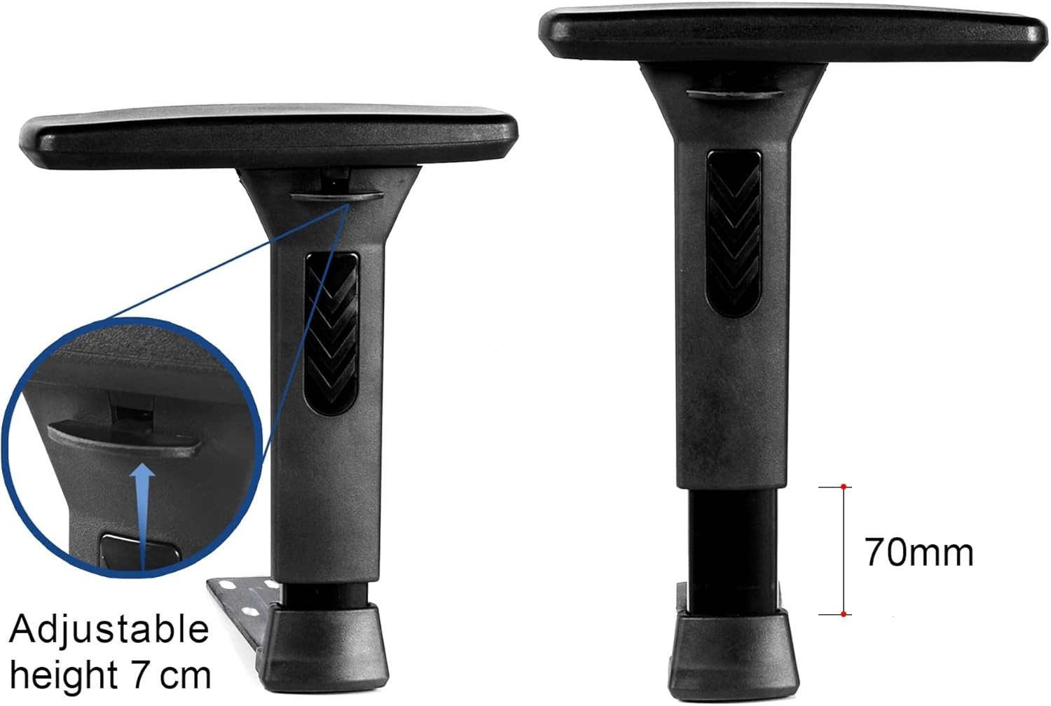 Height Adjustable Chair Armrest Pair Replacement 3D Arms Set