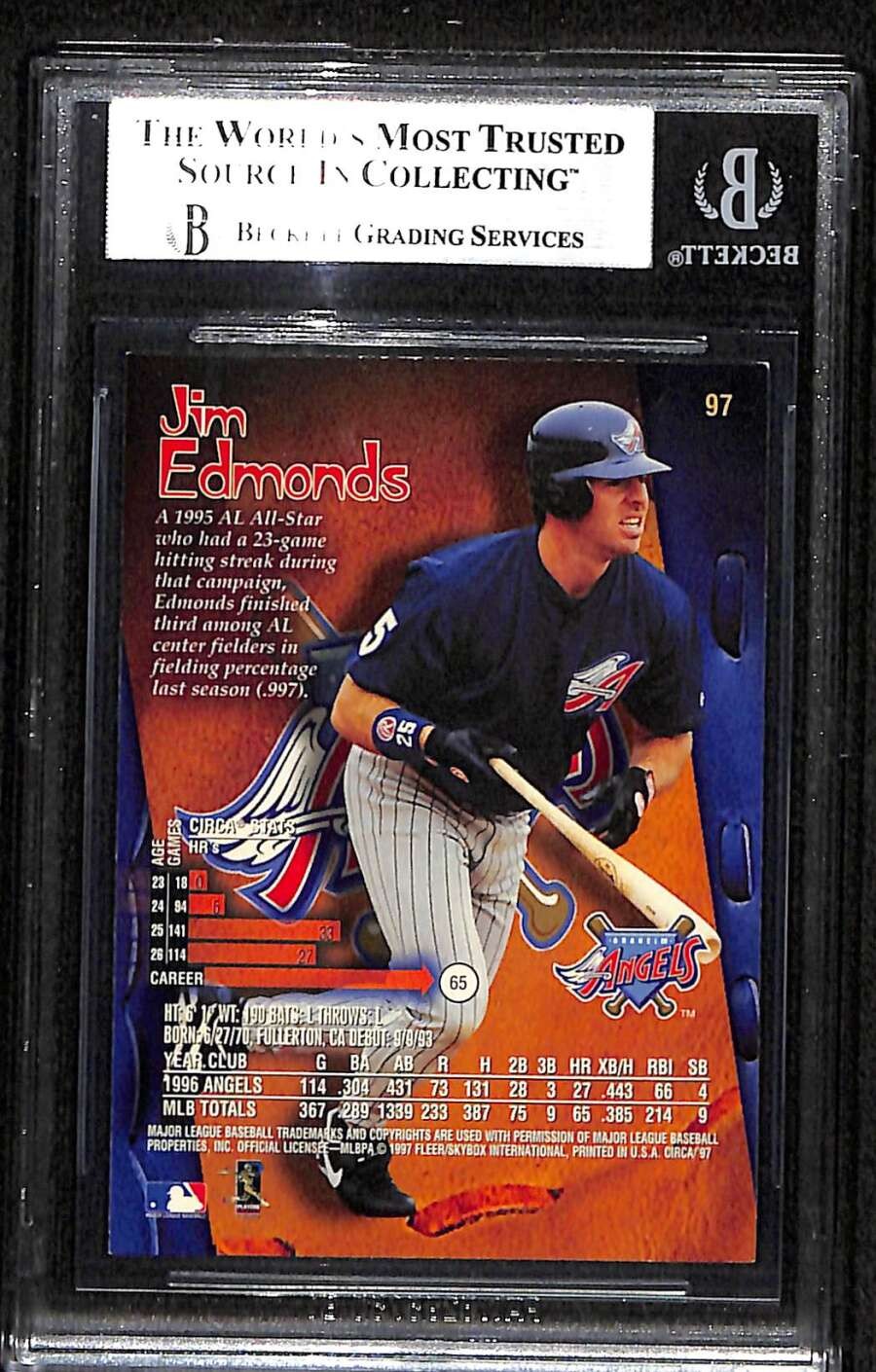 1997 Circa 97 Jim Edmonds BGS Auto Autographed BAS C88680