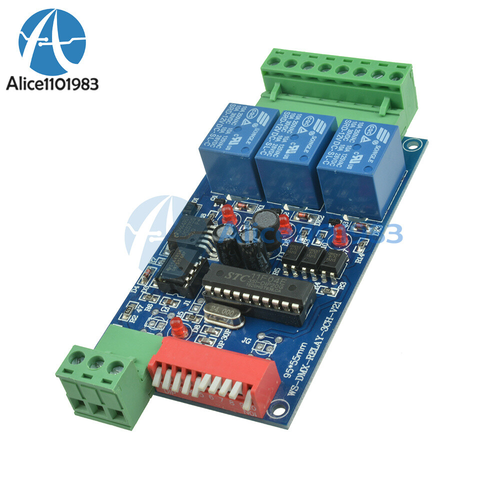 2PCS DMX512 5A 3-Channel Controlled Relay Switch Converter DMX Dimmer Relay