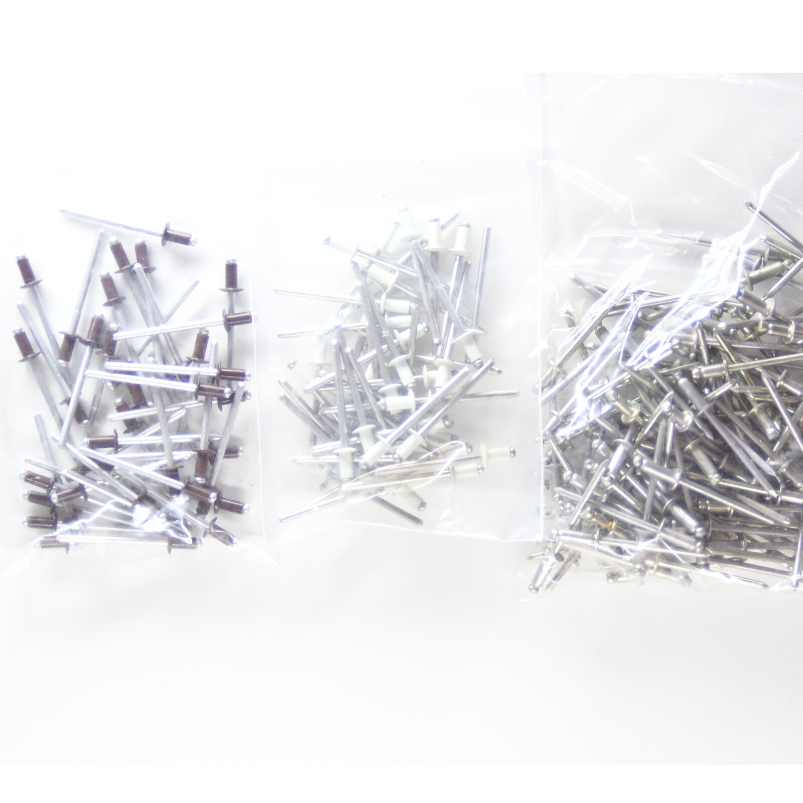 200pcs Pop Rivets Mixed Colors 40- Brown 45- White 115-Silver Hardware Clearout