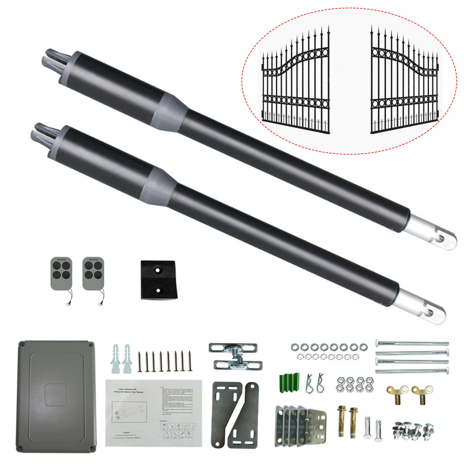 Automatic Gate Opener Dual Swing Gate Opener Security System W/ Remote Control