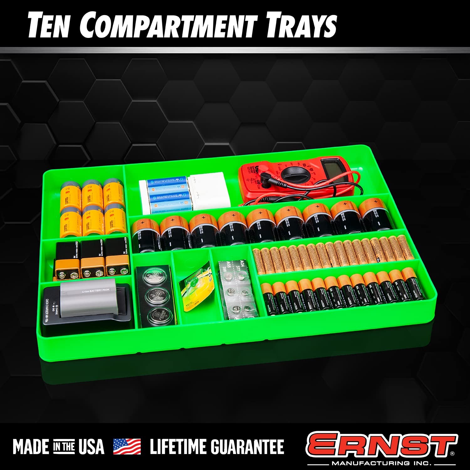 10-Compartments Tool Organizer Tray Drawer Box Stackable Toolbox Organization