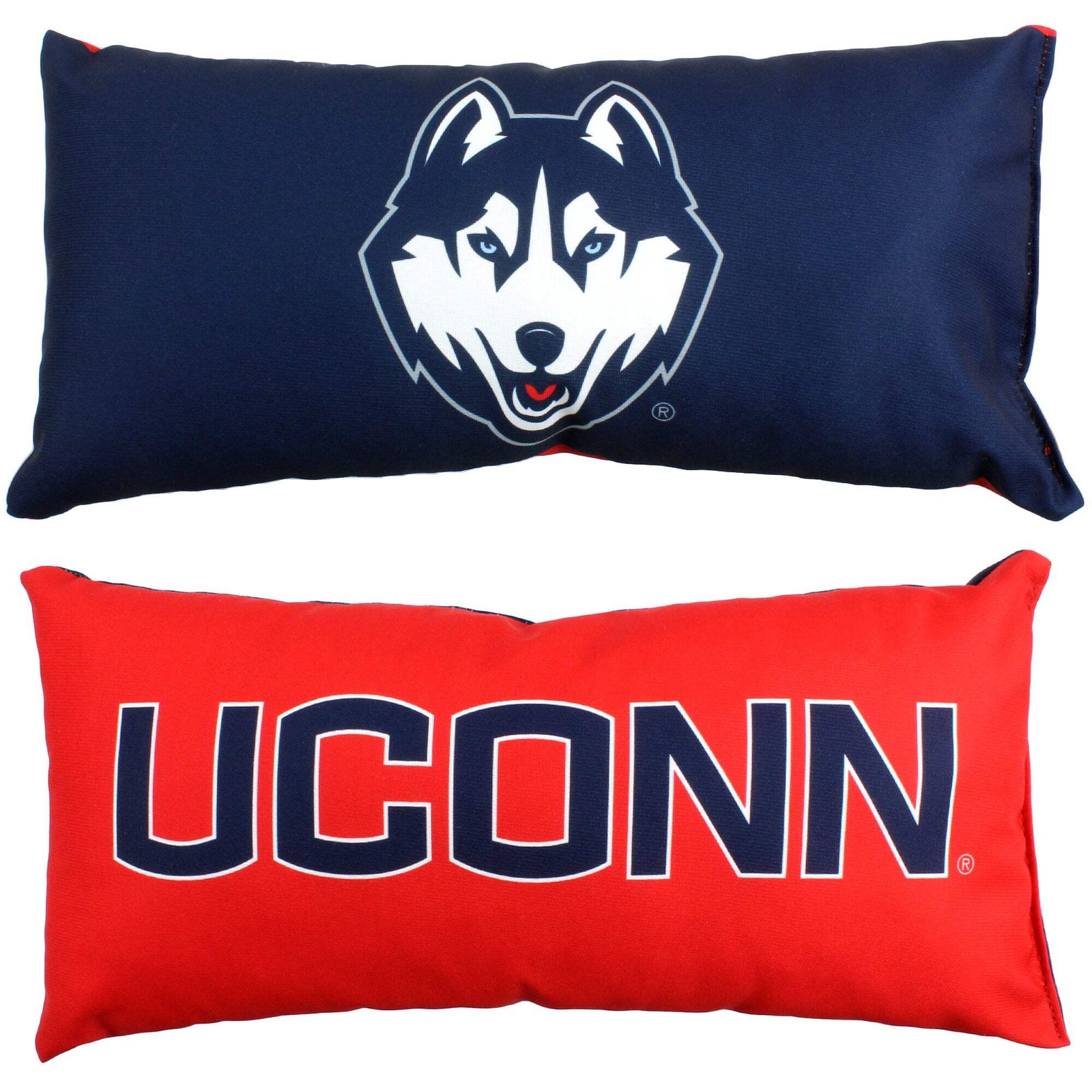 Connecticut Huskies 2 Sided Bolster Travel Pillow, 16" x 6", Made in the USA