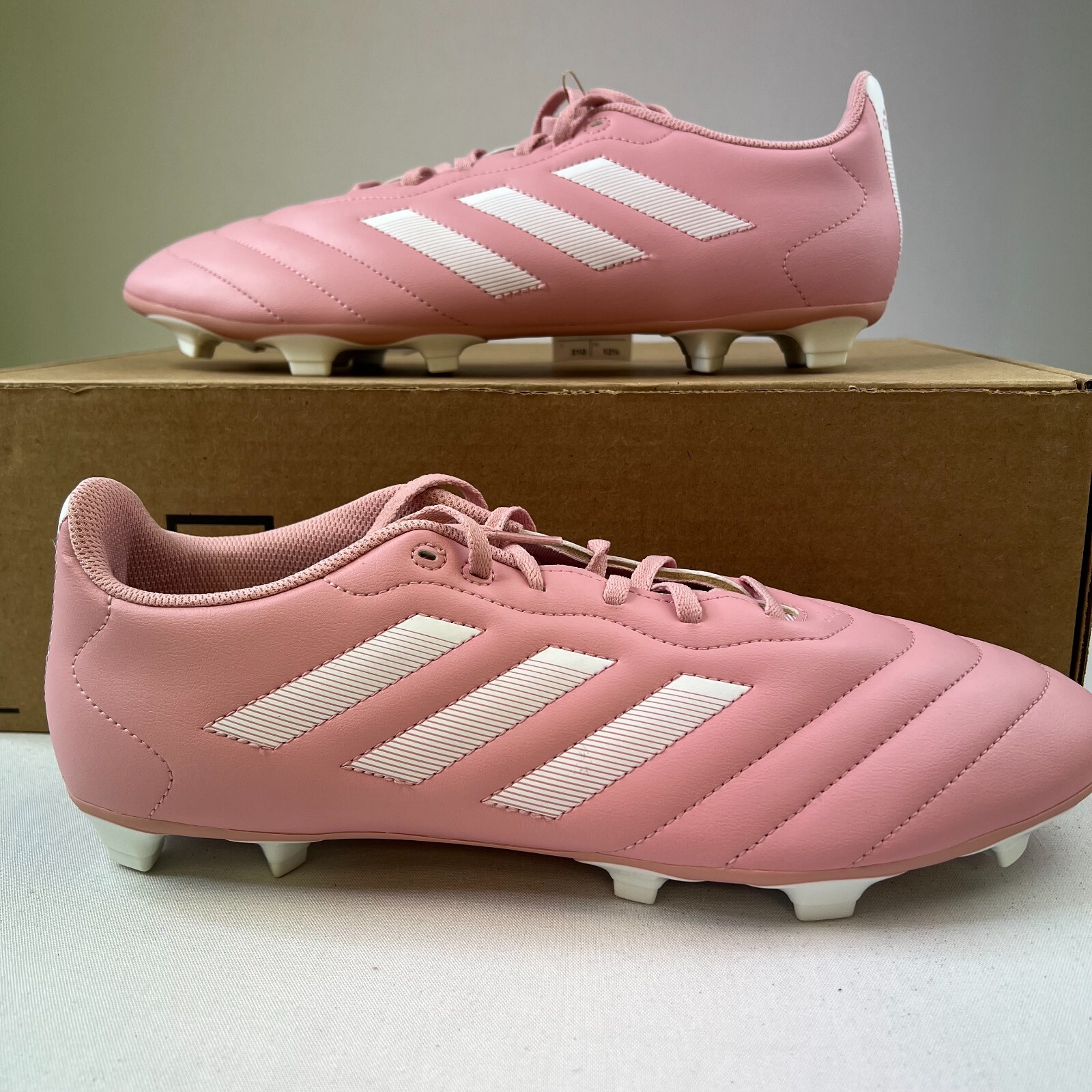 Adidas Goletto VIII FG Cleats Pink White Lace-Up Running Soccer Shoes M- 13 W-14
