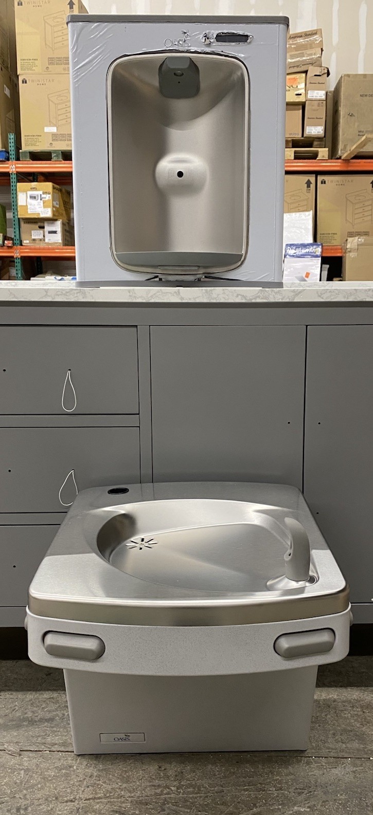Oasis VersaCooler II Drinking Fountain w Bottle Filler Greystone ADA OPG8FEBFGST