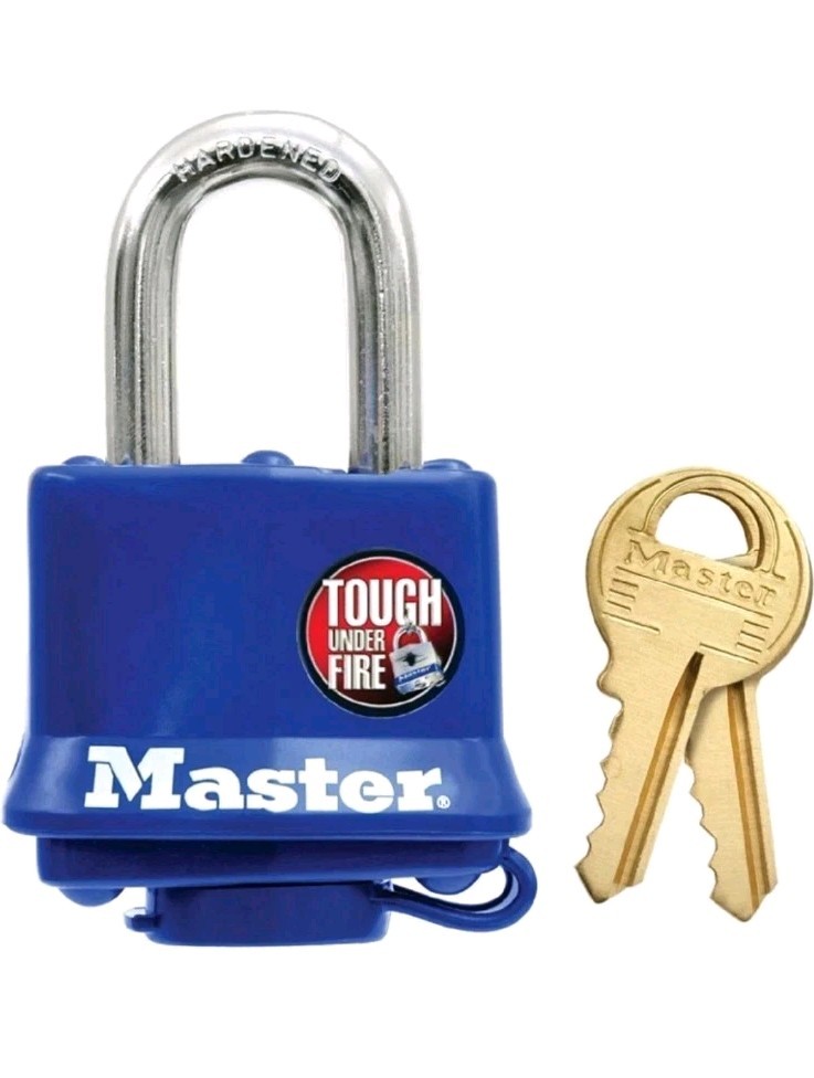 Two (2) Master Lock 312D Weatherproof Padlock Blue Weather Resistant