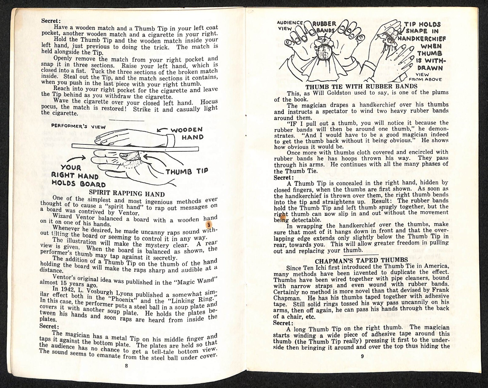 "50 Tricks with a Thumb Tip" Milbourne Christopher Magic Booklet 24pp c1948