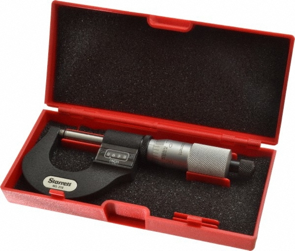Starrett 0 to 1" Range, 0.0001" Graduation, Mechanical Outside Micrometer Rat...