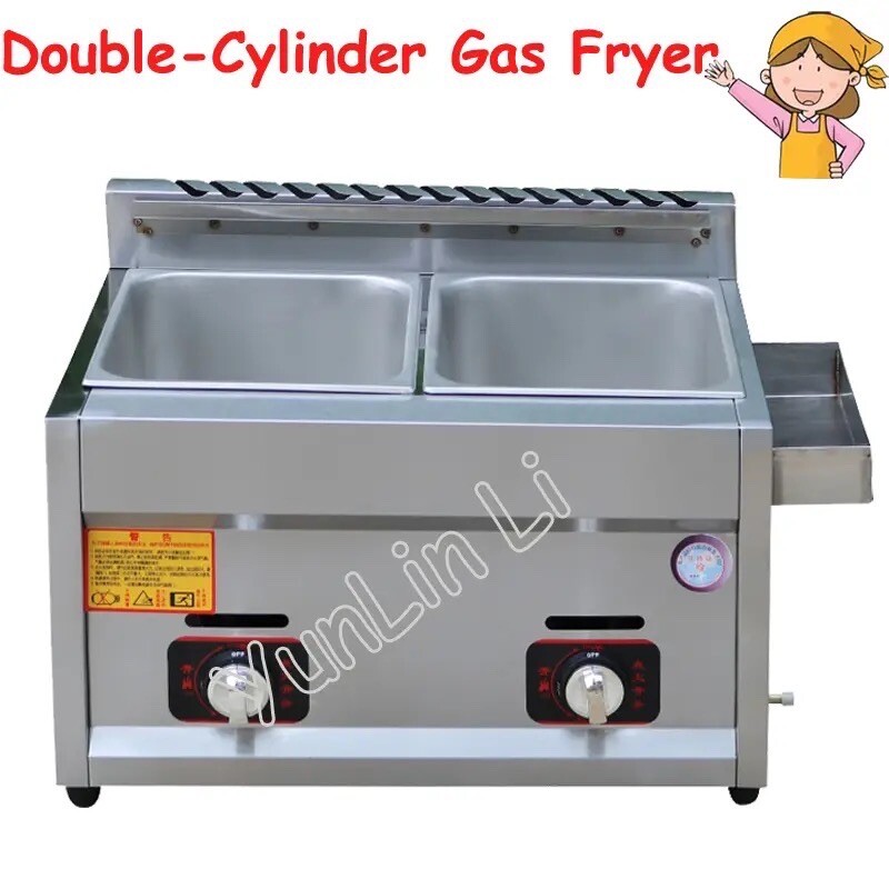 Commercial Gas Fryer 2 Tanks Deep Fryer Gas Frying Machine LPG
