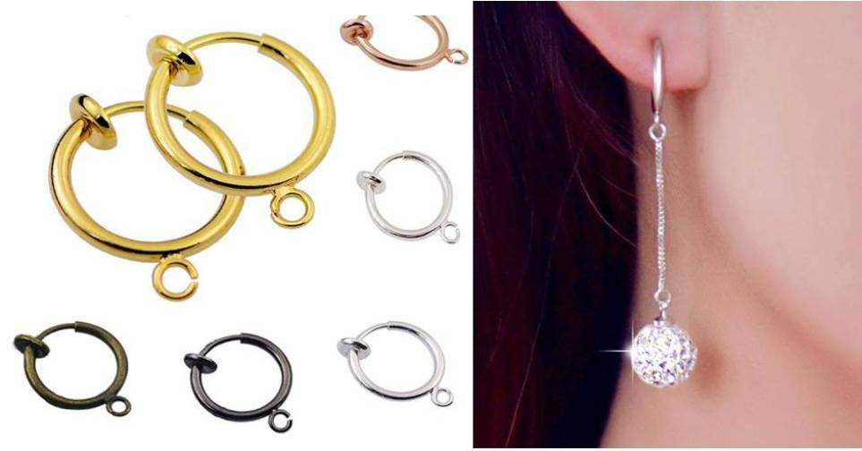 2/10 Pieces Clip On Earring Connectors, Hoop Earrings Jewelry Findings