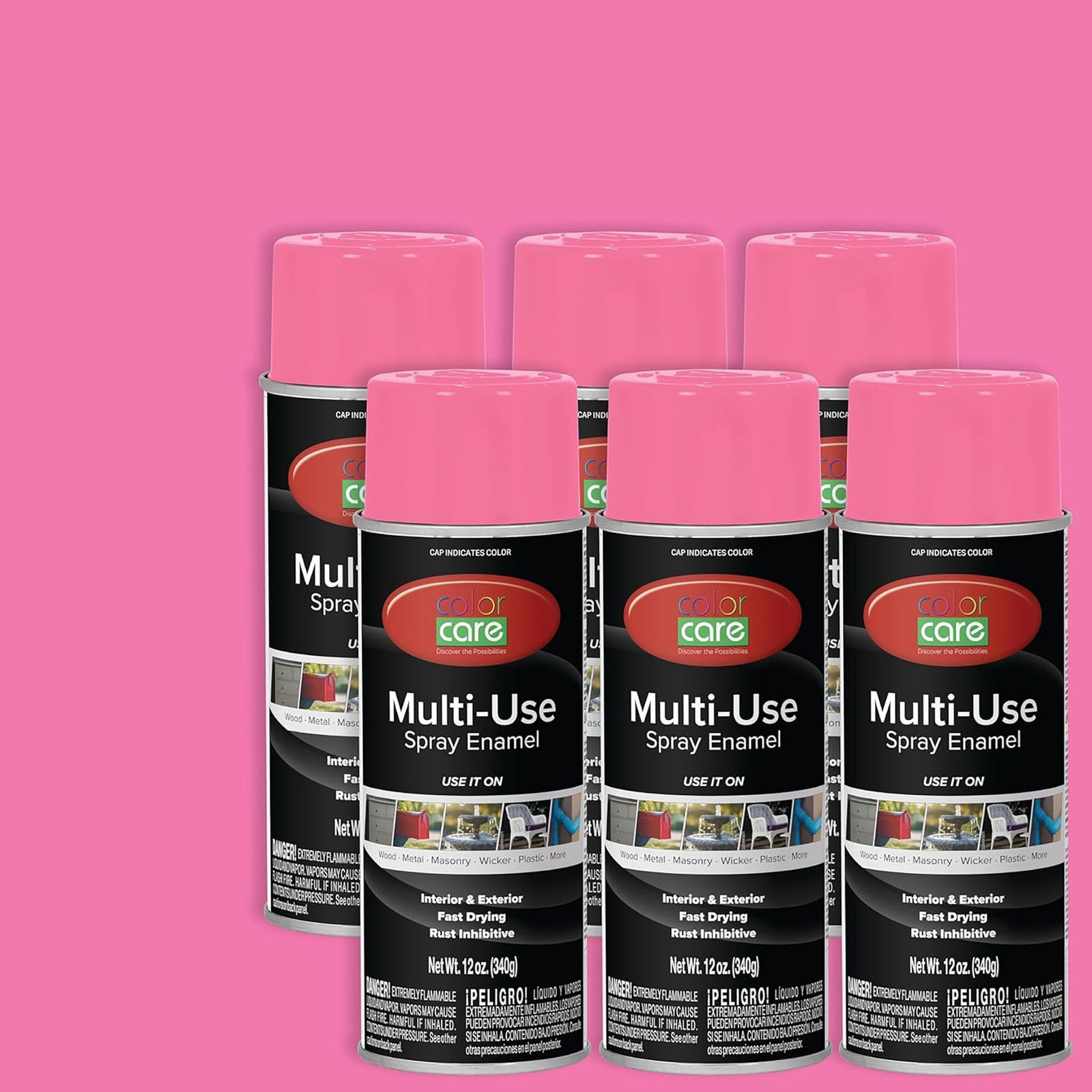 Color Care Spray Paint Pink 12 oz- 6 pack