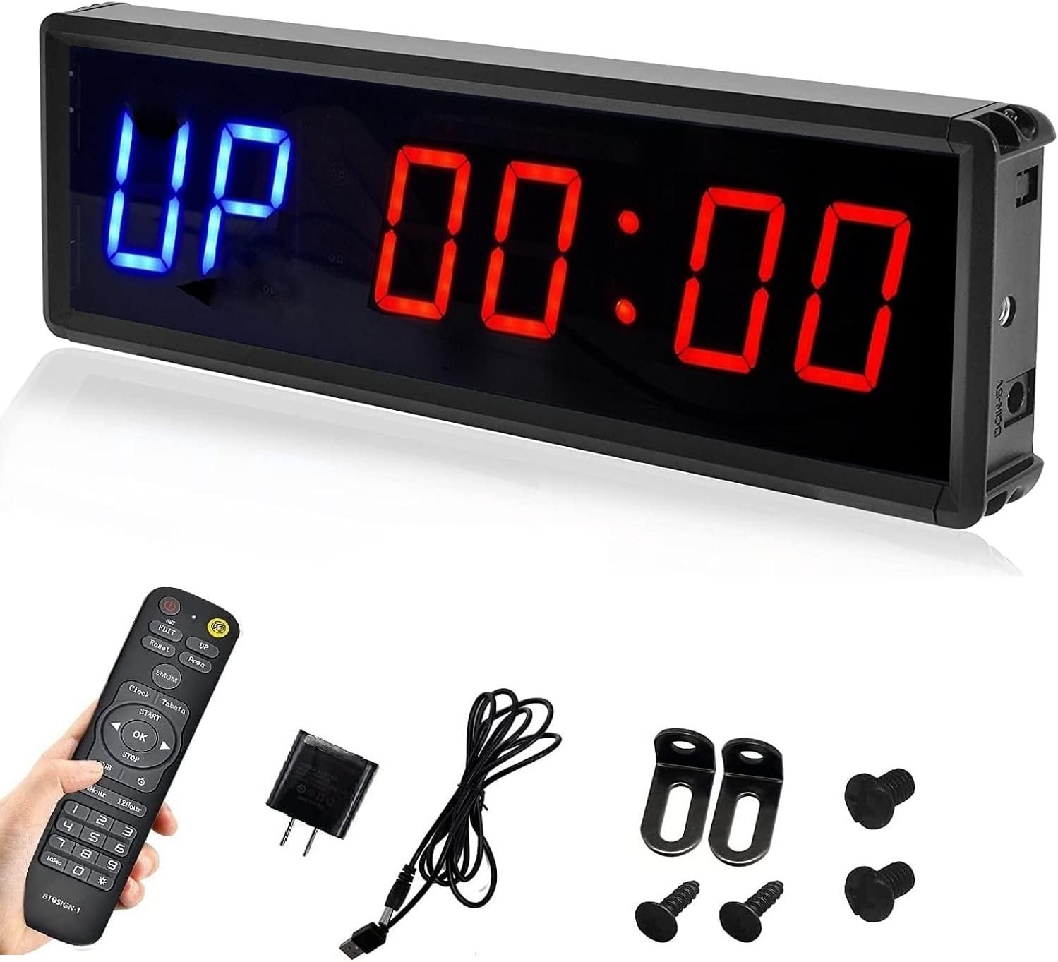 LED Interval Timer Count Down/Up Clock Stopwatch with Remote for Home Gym Fitnes