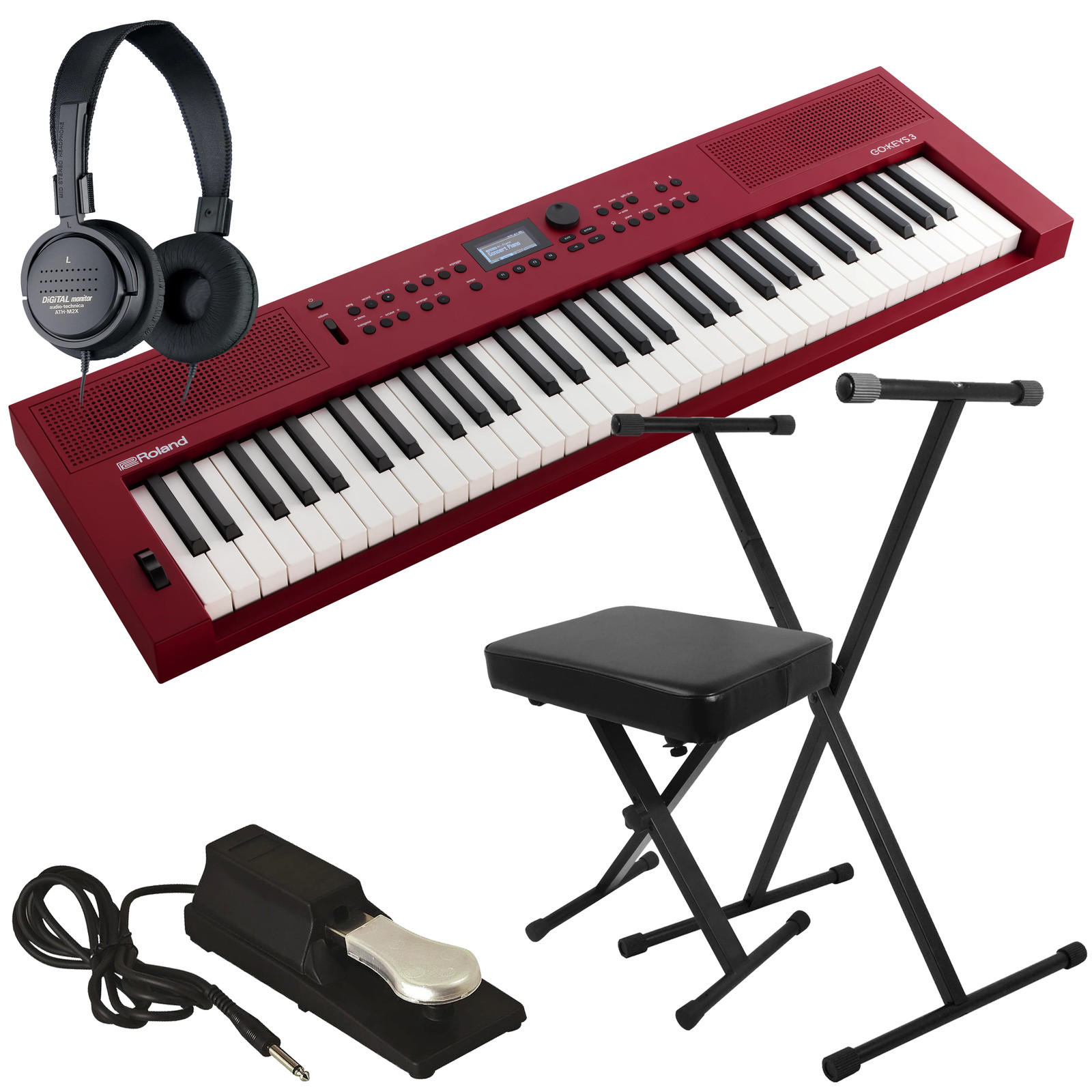 Roland Go:Keys 3 Music Creation Keyboard - Red KEY ESSENTIALS BUNDLE
