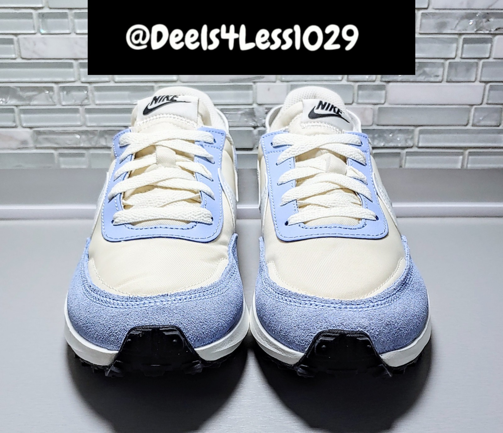 Nike Waffle Debut Running Womens Soft Pearl Aluminum Blue Black DH9523-007