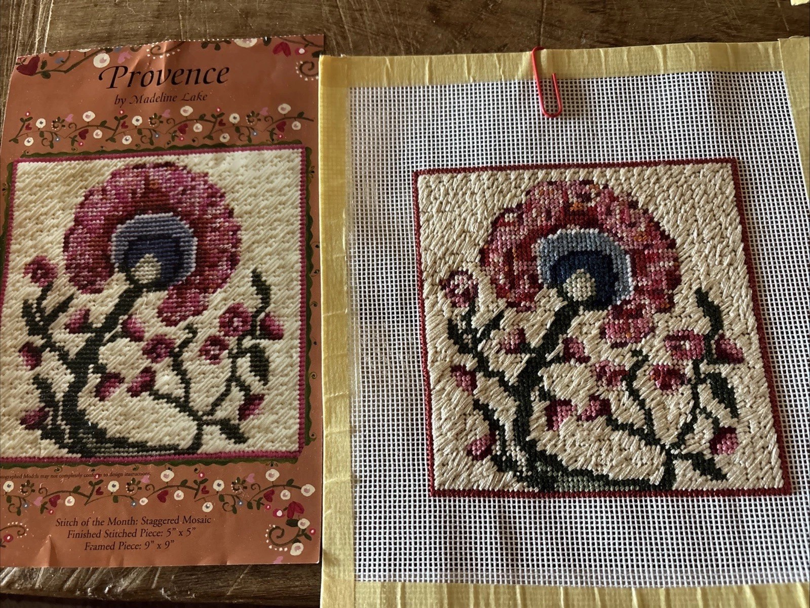 Provence  Needlepoint Canvas Stitched Madeline Lake Ivory Pink