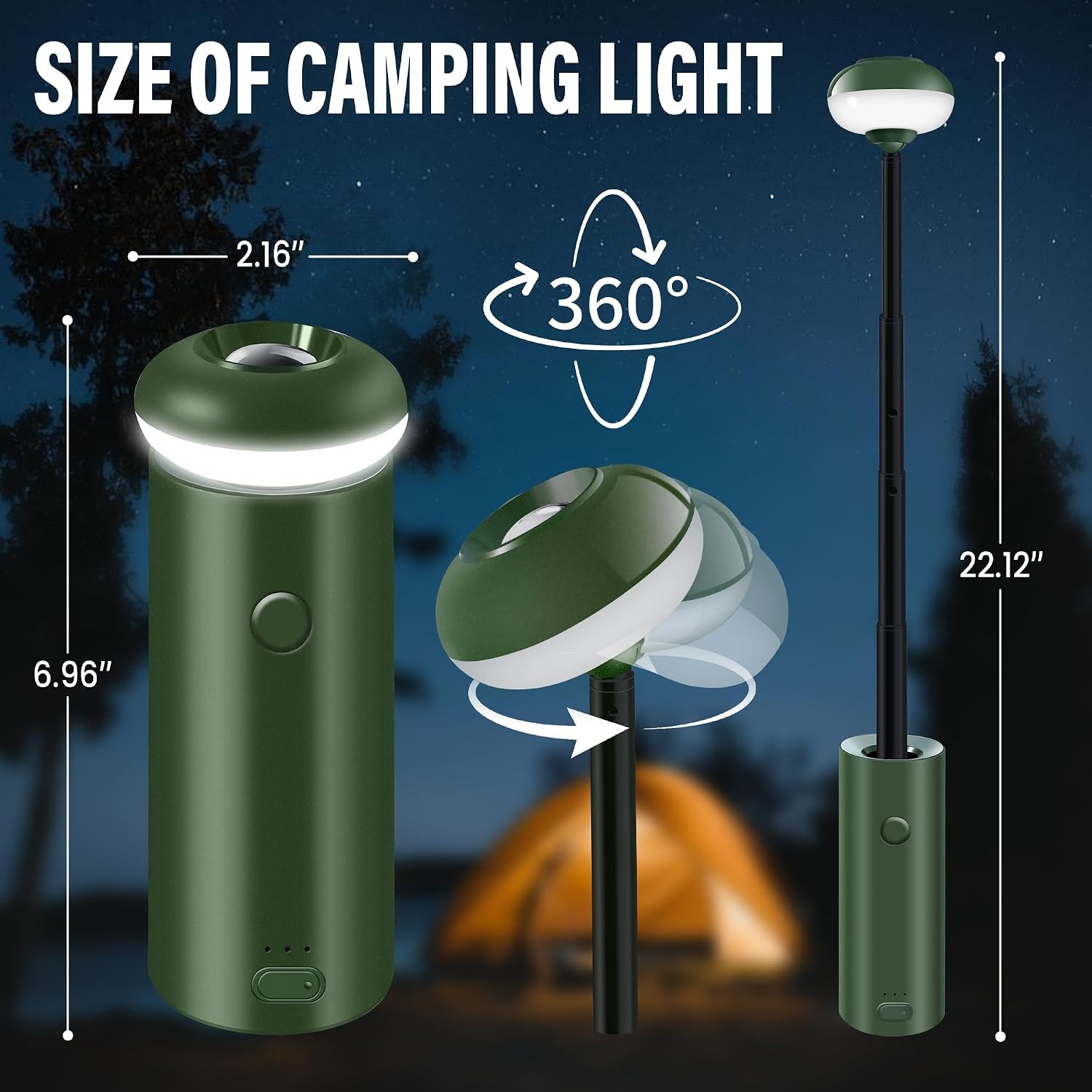 Telescopic Camping Lights,Collapsible Magnetic Camping Lantern | Dimmable USB