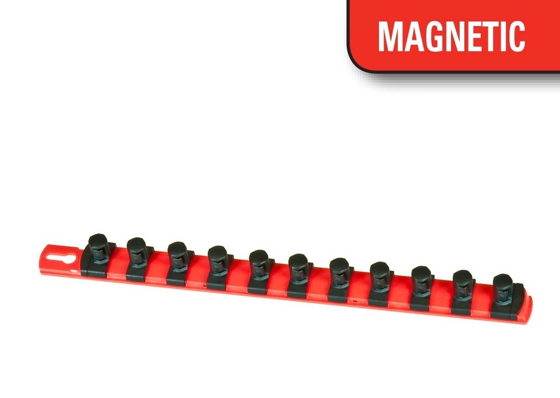 ERNST 8416M   13"  1/2" Dr. Magnetic Socket Organizer Rail w/11 TWIST LOCK Clips