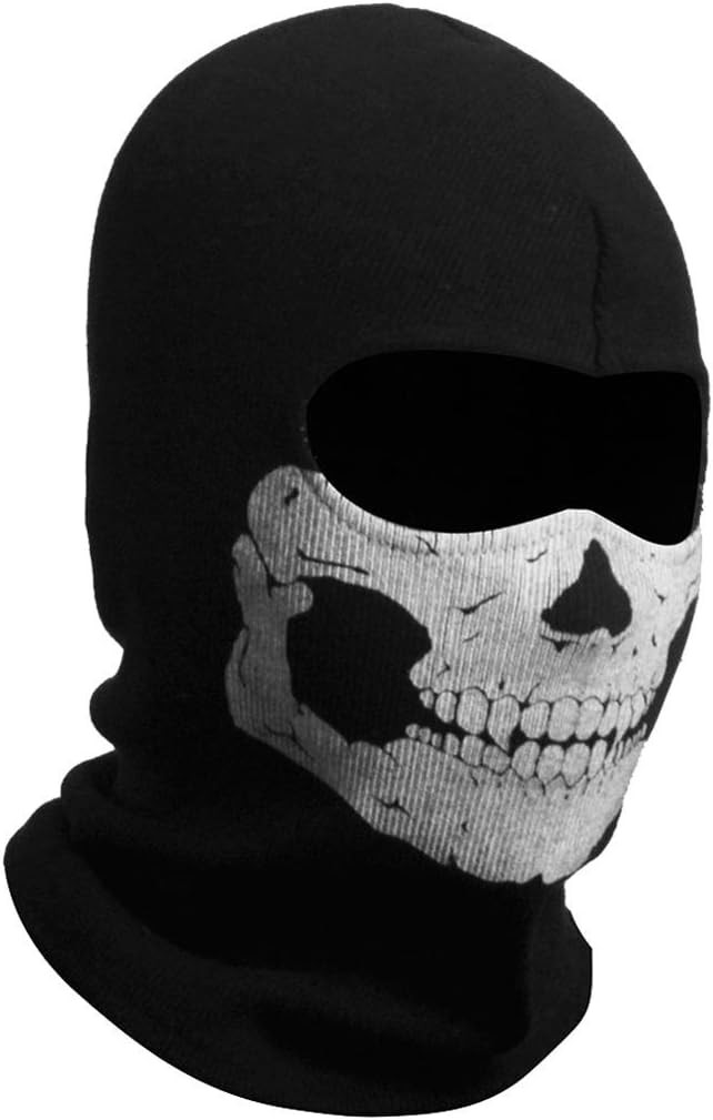 Black Balaclava Ghosts Skull Full Face Mask for Cosplay Party One Size,