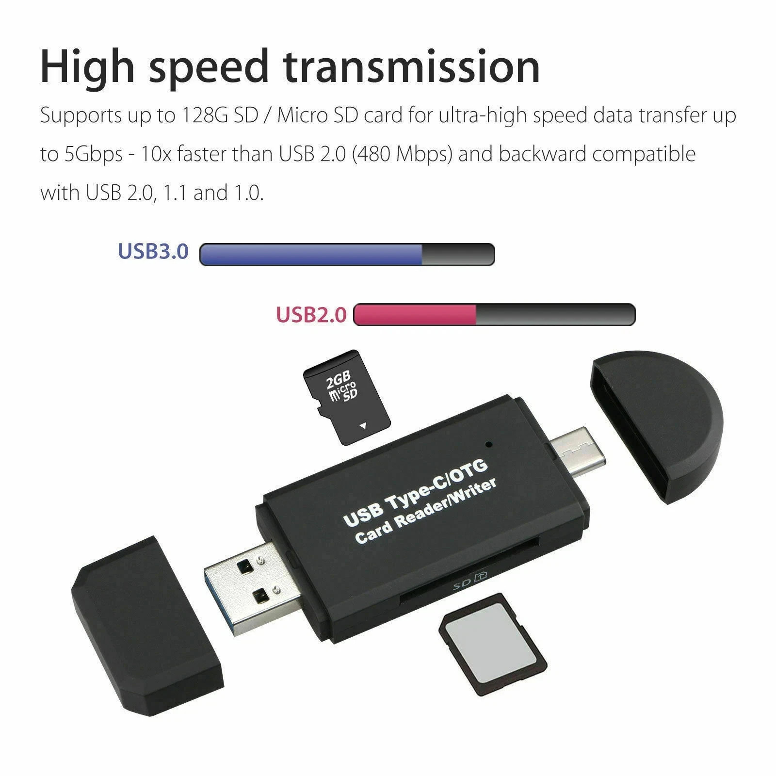 Card Reader USB 3.0 Type C Micro SD TF OTG Smart Memory Adapter Laptop Computer